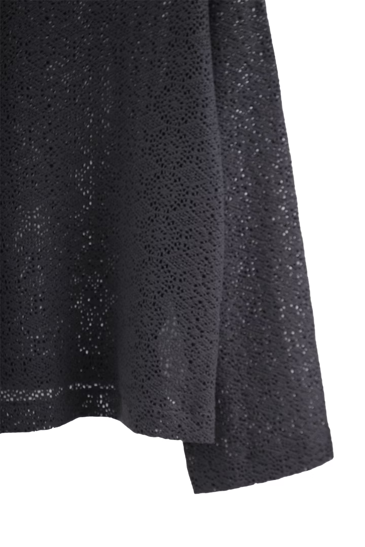 KOZABURO_CREW NECK LONG SLEEVE LACE TOP (Charcoal)