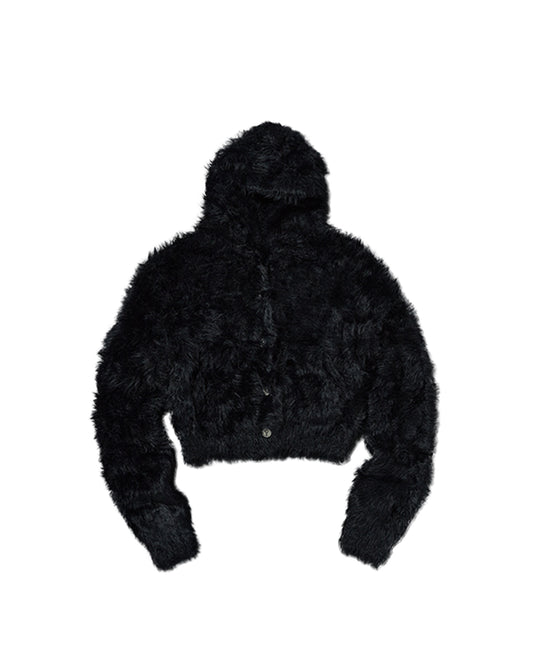Thug Club_Chimera Fur Hooded Zip-Up (Black)