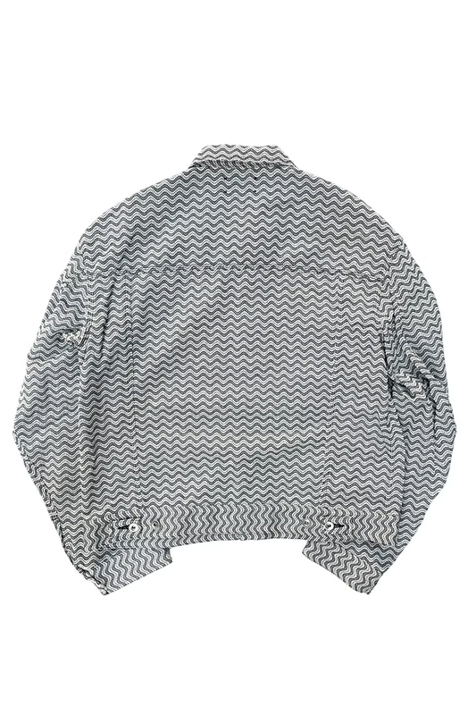 KOZABURO_TRUCKER JACKET - WAVE SASHIKO (Black/White)