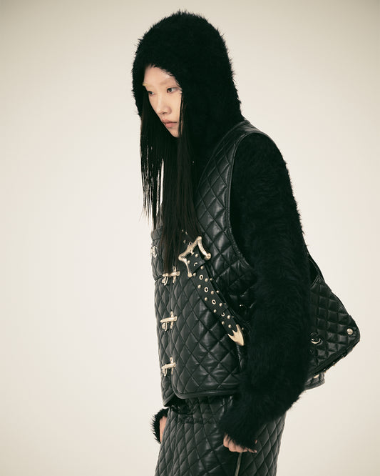 Thug Club_Chimera Fur Hooded Zip-Up (Black)