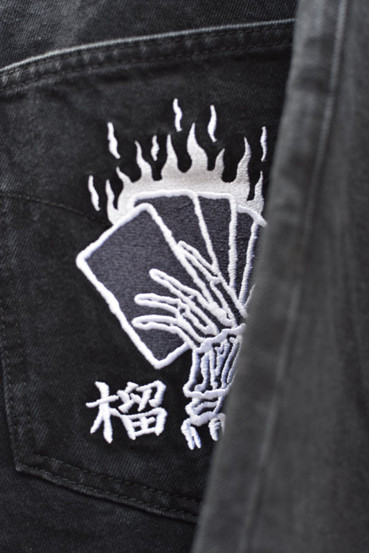 LU'U DAN_Blacklisted Double Down Denim Jeans (Soaked Black)