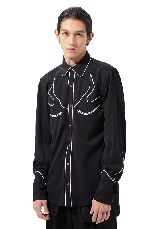KOZABURO_SLIM WESTERN SHIRTS (Black)