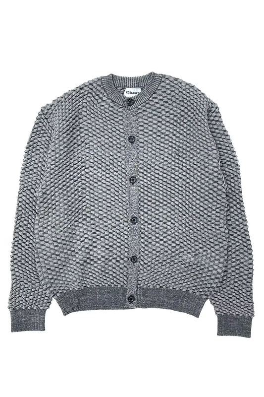 KOZABURO_HONEYCOMB KNIT CARDIGAN (Charcoal)