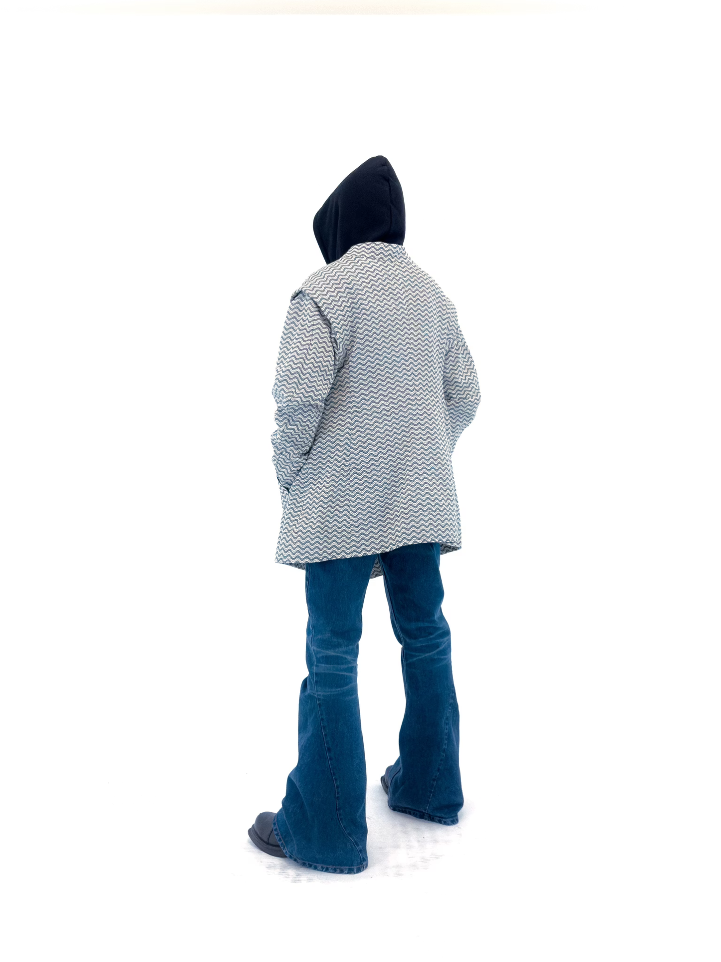 KOZABURO_LONG 3D BOOTS CUT JEANS - AGED DENIM (Indigo)