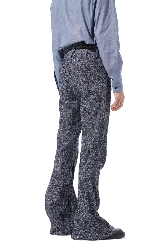 KOZABURO_LONG 3D BOOTS CUT JEANS-SNAKE SASHIKO (Navy)