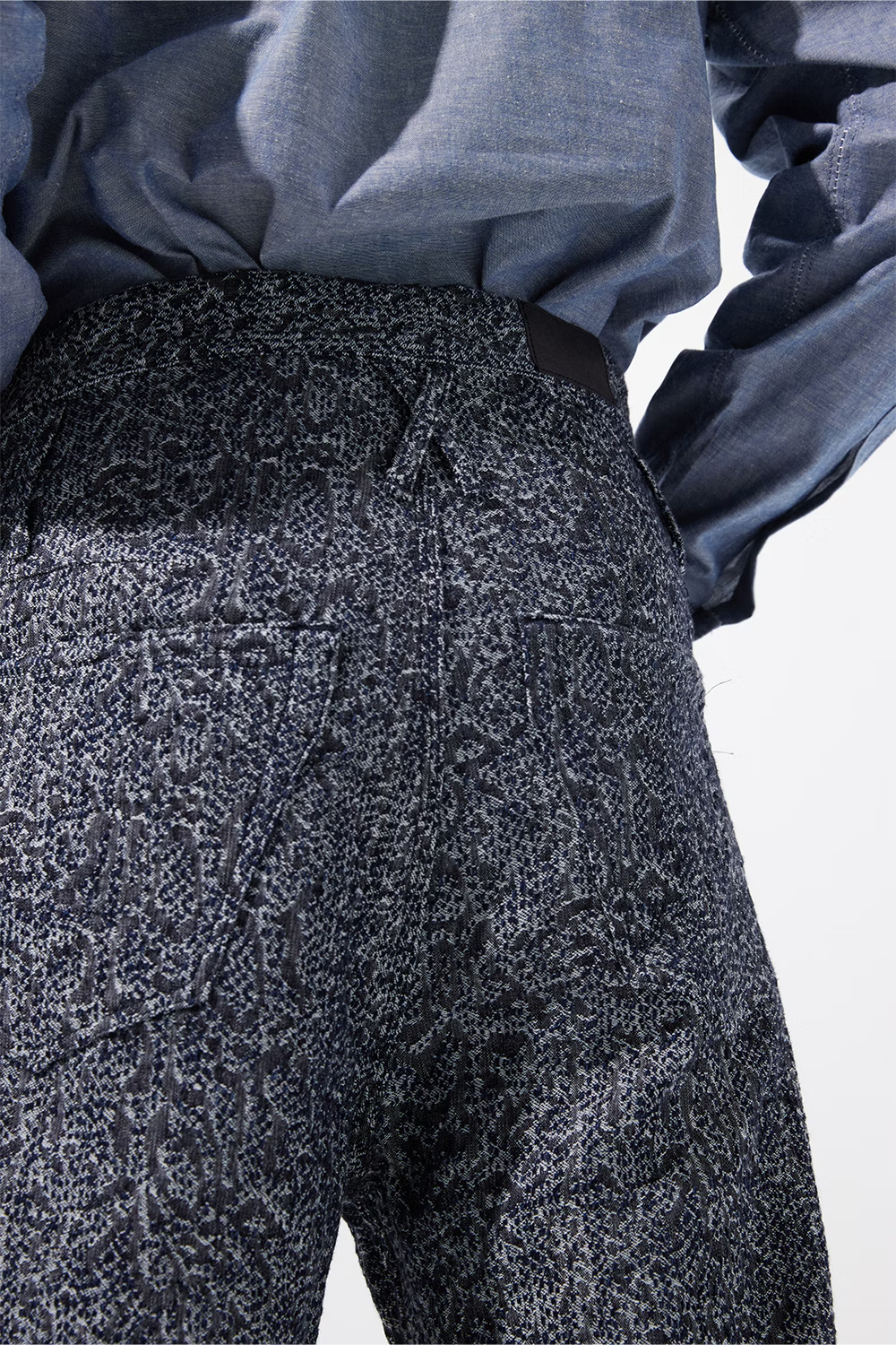 KOZABURO_LONG 3D BOOTS CUT JEANS-SNAKE SASHIKO (Navy)