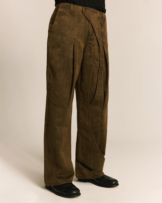 Shalou_SPIRAL BRUSHED PANTS (Brown)