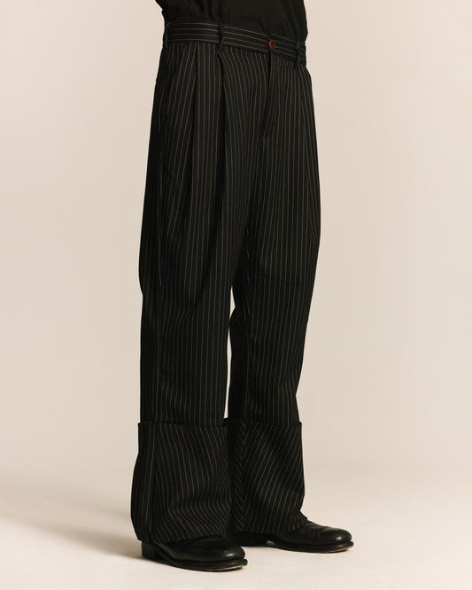 Shalou_FOLDED PLEAT TROUSERS (Black)