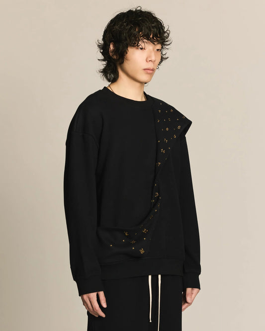 Shalou_Table Mark Embroidery Sweatshirt (Navy)