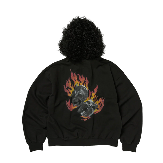 Thug Club_TC Two Face Fur Hooded Zip-Up (Black)