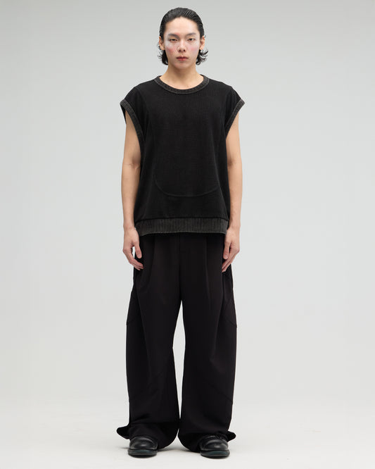 VACANT_Washed Waffle Vest (Black)