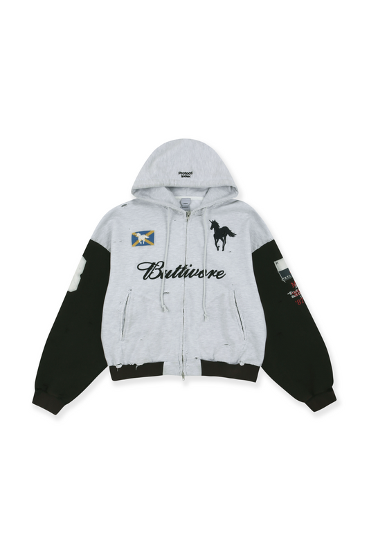 Protocol Index_BUTTIVORE ZIP HOODIE (White Melange)