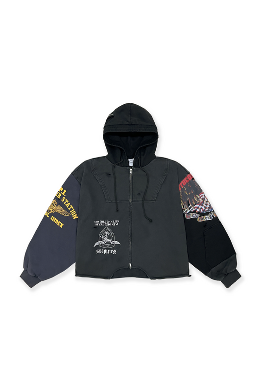 Protocol Index_UPSIDE DOWN ZIP HOODIE (Multi Black)