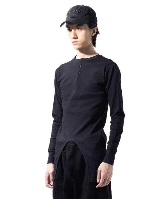 KOZABURO_HENRY NECK SLEEVE UNDER TEE (Black)