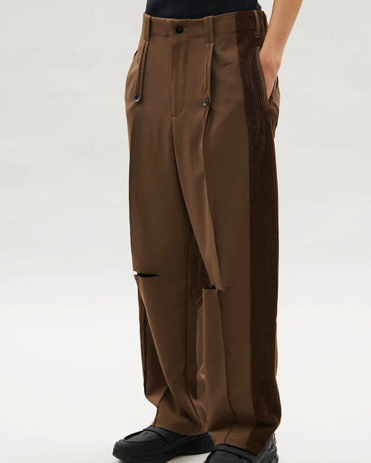 VACANT_Spliced Pants (Khaki)