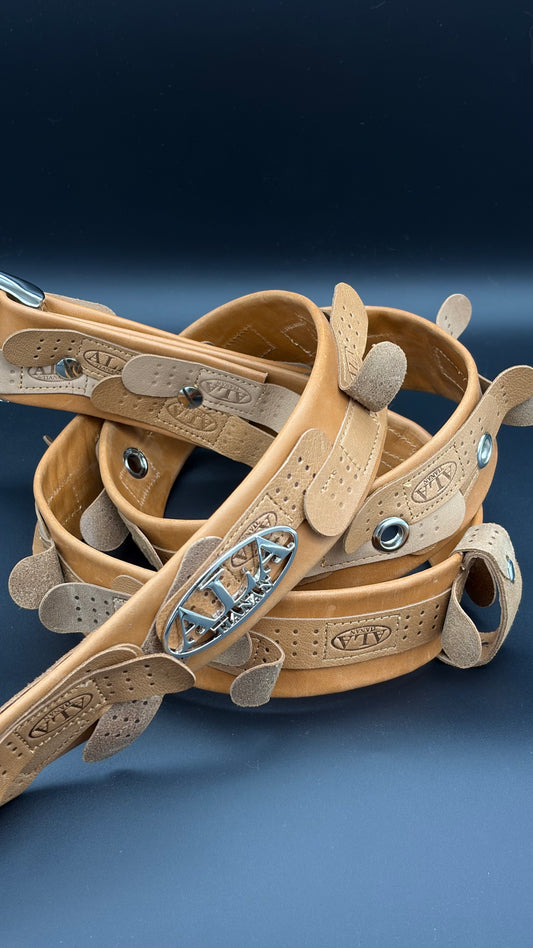 ALA TIANAN_Engraved Print Leather Band-Aid Belt