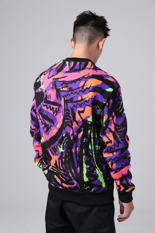 LOOSEJOINTS_Vernon O'Meally '30 SECONDS OVER WONDERLAND' KNIT CREW (Purple)