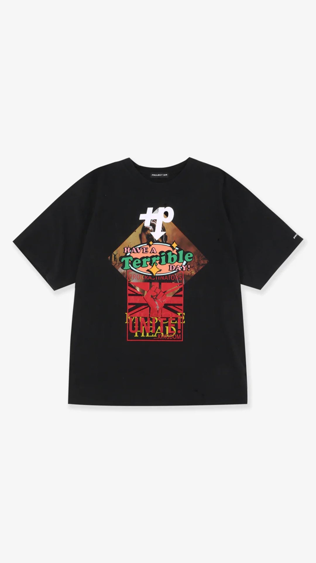 PROJECT G/R_MIXED PRINTED VINTAGE T-SHIRT (Black) – TOBIRA STORE