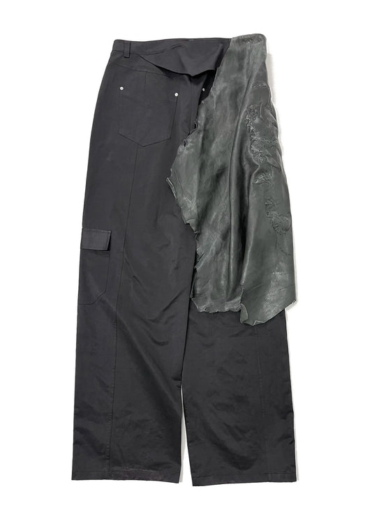 ALA TIANAN_Draped Tailored Leather Hybrid Skateboard Jeans (Black)