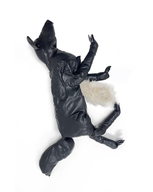 ALA TIANAN_EMBROIDERED LAMBSKIN DRAPED CROSS-BODY BAG (Black)