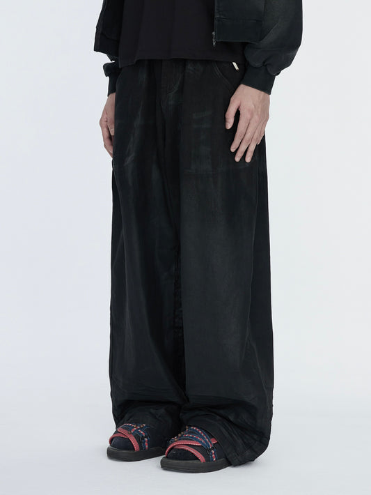 pip workspace_Waxed Wide Trouser (Black)