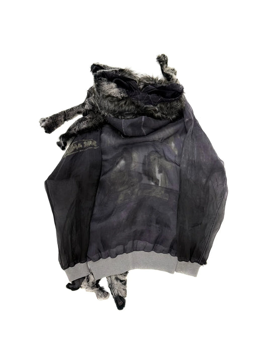 ALA TIANAN_Hand-Embroidered Fur Trim Silk Hoodie