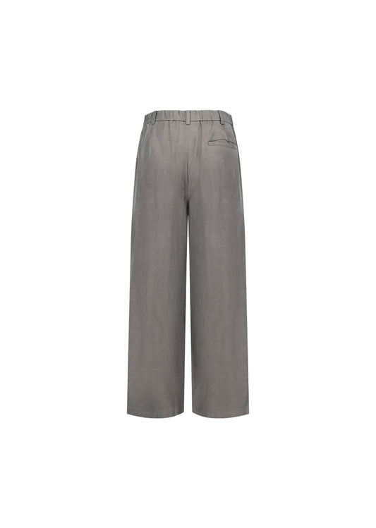 AMOMENTO_MEN'S CUPRO TWO TUCK WIDE PANTS (Grey)