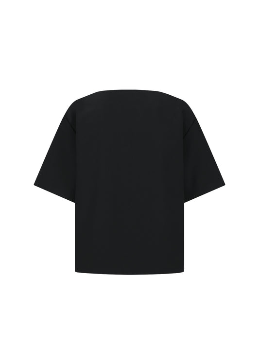 AMOMENTO_OVERSIZED BOAT NECK TOP (Black)