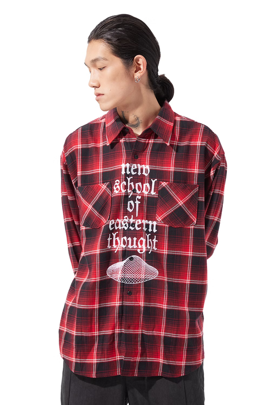 LOOSEJOINTS_loosejoints≒RAFU - TURTLEHEADS - 'Confucius' Flannel shirt (Red)