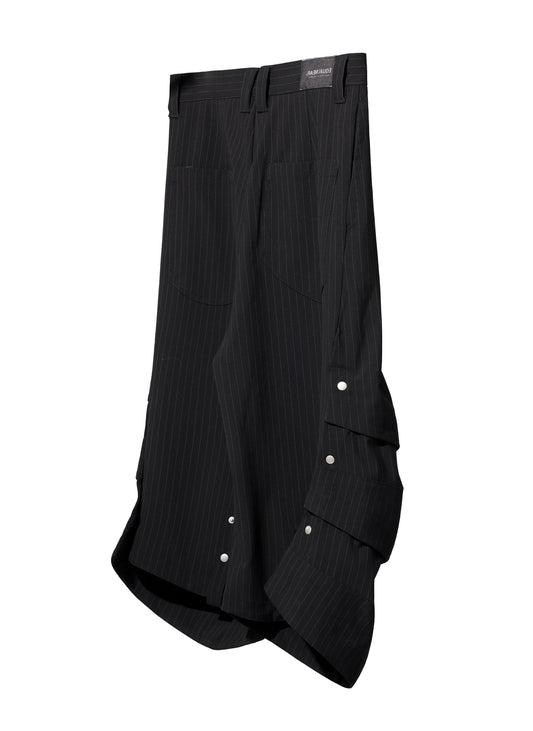 EQUALNEAR_Armor Jorts-Pinstripe Suiting (Black)