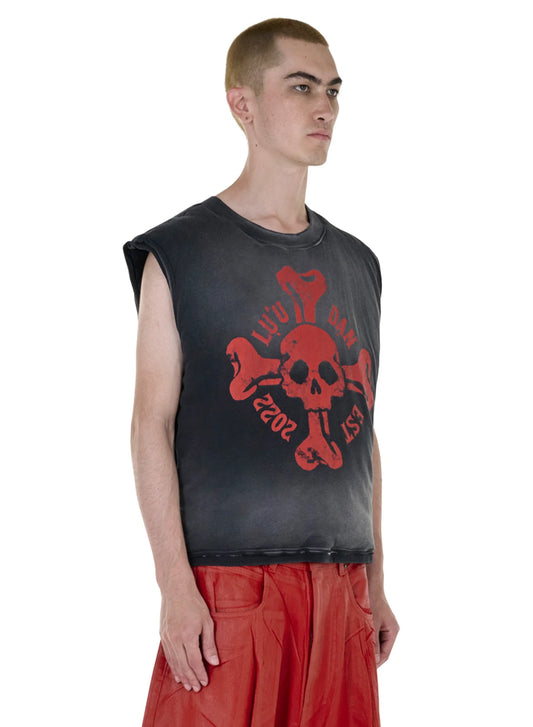 LU'U DAN_WADDED SLEEVELESS TEE (Faded Black)