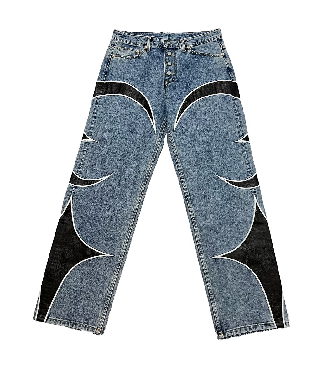 Thug Club_TC Leather Washing Denim Pants (Blue&Black)