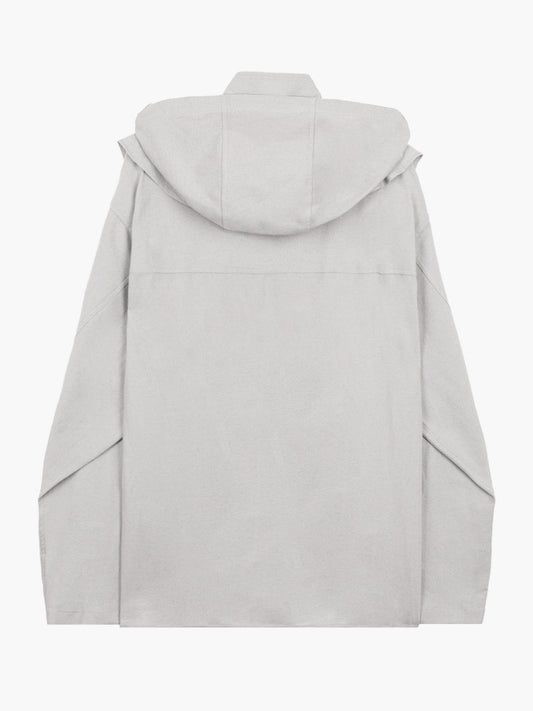 JiyongKim_Hooded Layered Zip-Up Shirt (Off-White)
