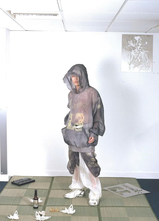 ALA TIANAN_SILK ORGANZA DISTRESSED HOODIE (Purple)