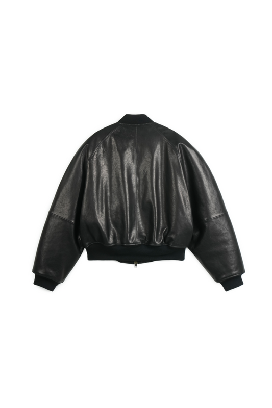 Protocol Index_EXAGGERATED SHOULDER LEATHER JACKET (Black)