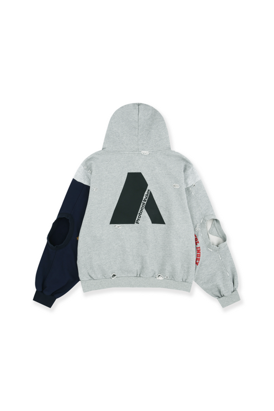 Protocol Index_RECONSTRUCTED SWEATSHIRTS ZIP HOODIE (Melange Grey)