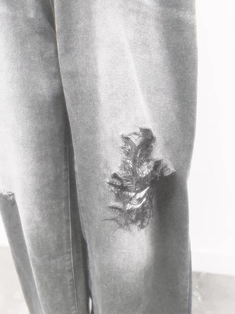 Ò line_Stab Pants *HANDMADE DESTROY (Black)