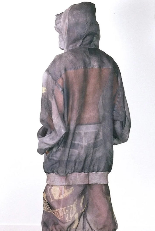 ALA TIANAN_Distressed Silk Organza Pull String Wrap Skirt