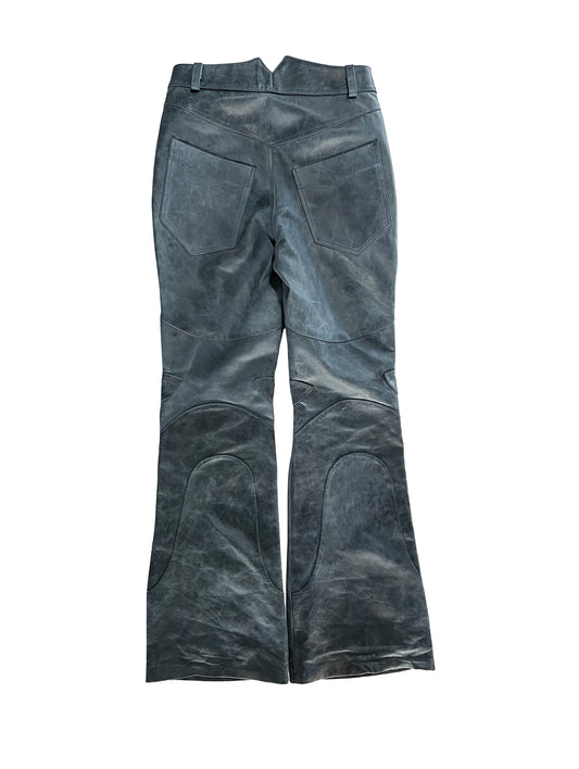 ALA TIANAN_WATER BUFFALO PULL-UP LEATHER TROUSERS (Silver)