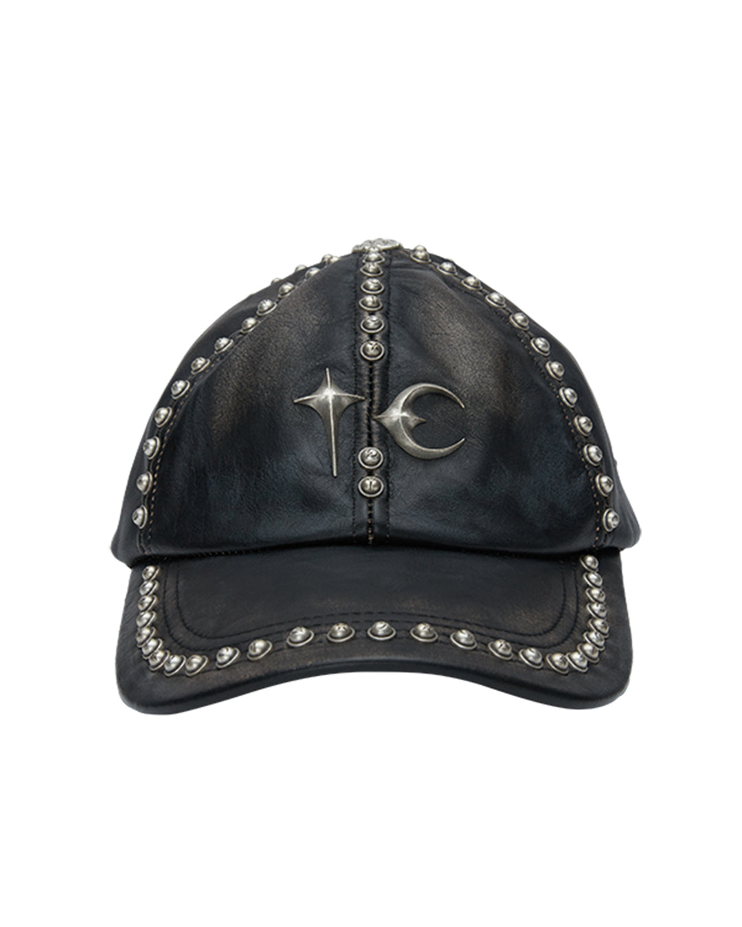 Thug Club_Studded Washed Leather Cap (Black)