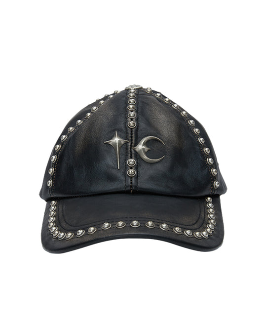 Thug Club_Studded Washed Leather Cap (Black)