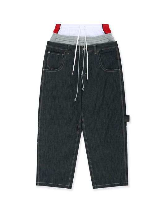 Protocol Index_3 LAYERED DENIM PANTS (Indigo Blue)