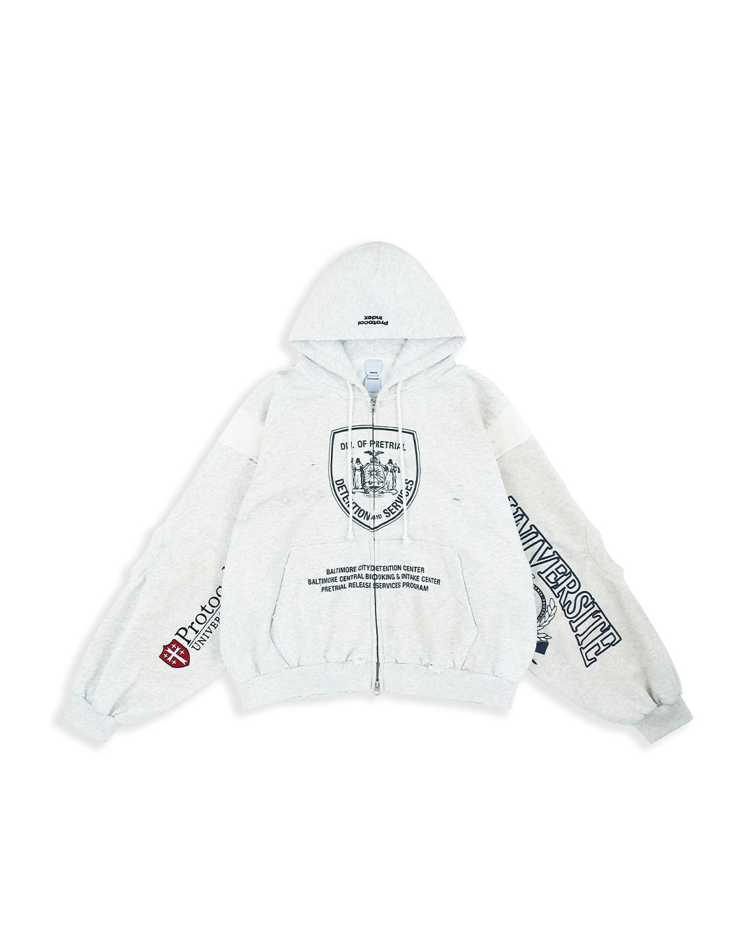 Protocol Index_RECONSTRUCTED SWEATSHIRTS ZIP HOODIE (Oatmeal Melange)