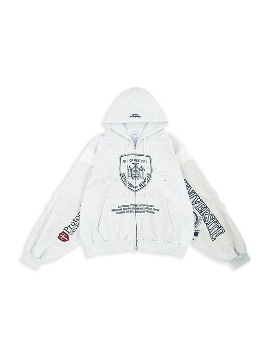 Protocol Index_RECONSTRUCTED SWEATSHIRTS ZIP HOODIE (Oatmeal Melange)