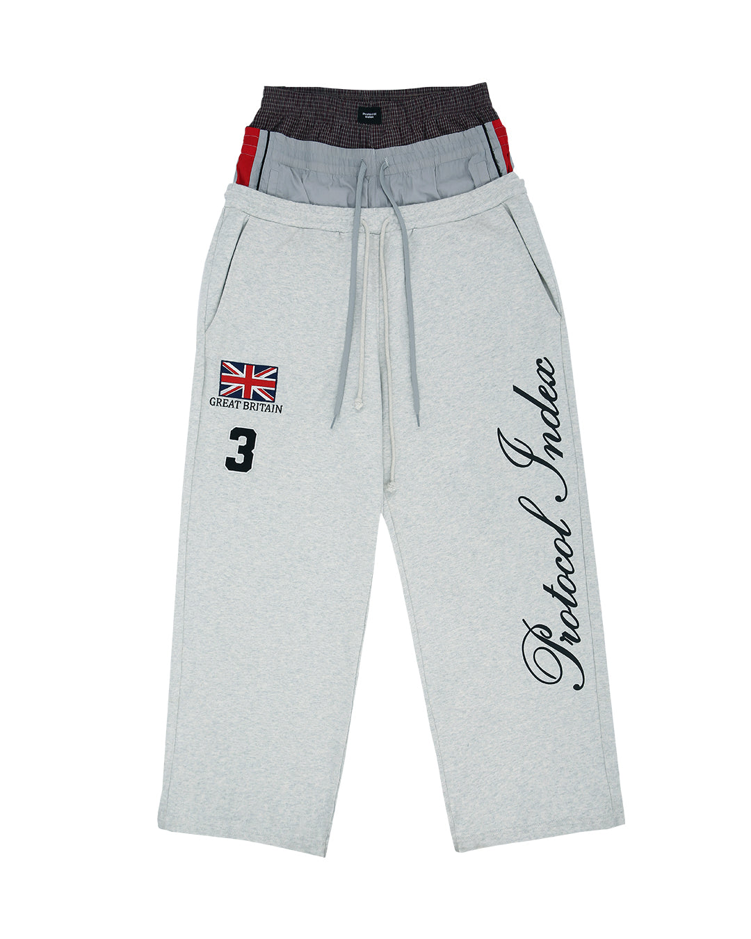 Protocol Index_3 LAYERED SWEAT PANTS (Oatmeal Melange)