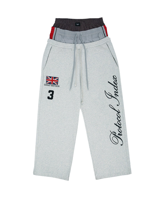 Protocol Index_3 LAYERED SWEAT PANTS (Oatmeal Melange)