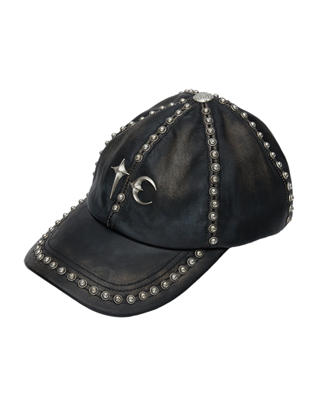 Thug Club_Studded Washed Leather Cap (Black)