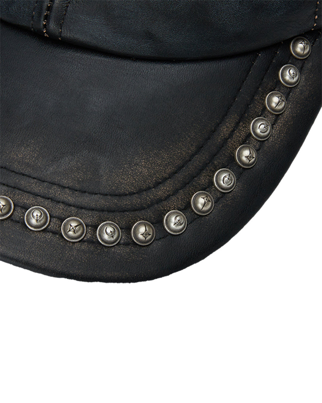 Thug Club_Studded Washed Leather Cap (Black)