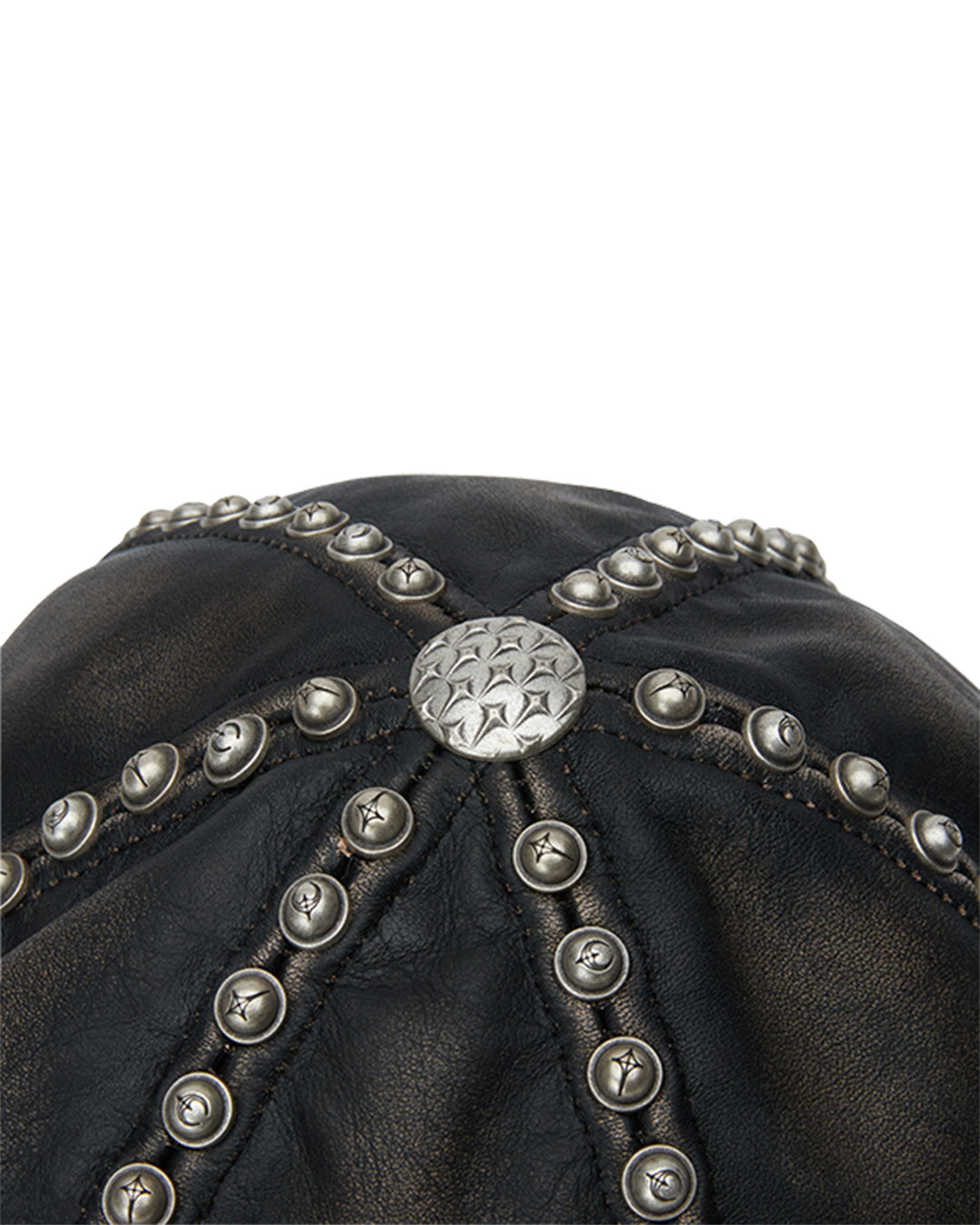 Thug Club_Studded Washed Leather Cap (Black)