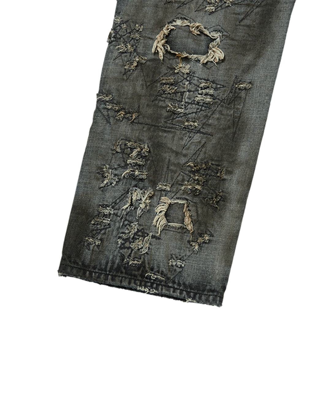 Thug Club_Hard Washed Damaged Denim Pants (Black)
